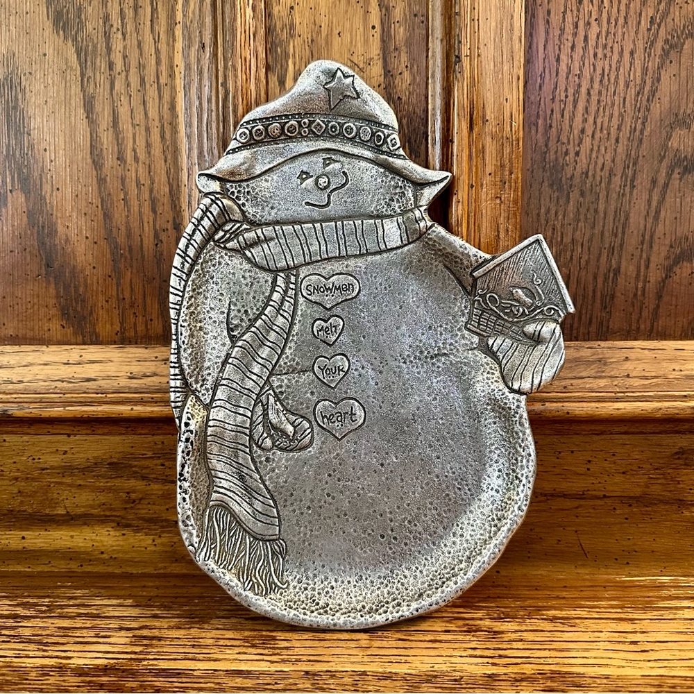 VINTAGE Christmas Snowman Plate Decor